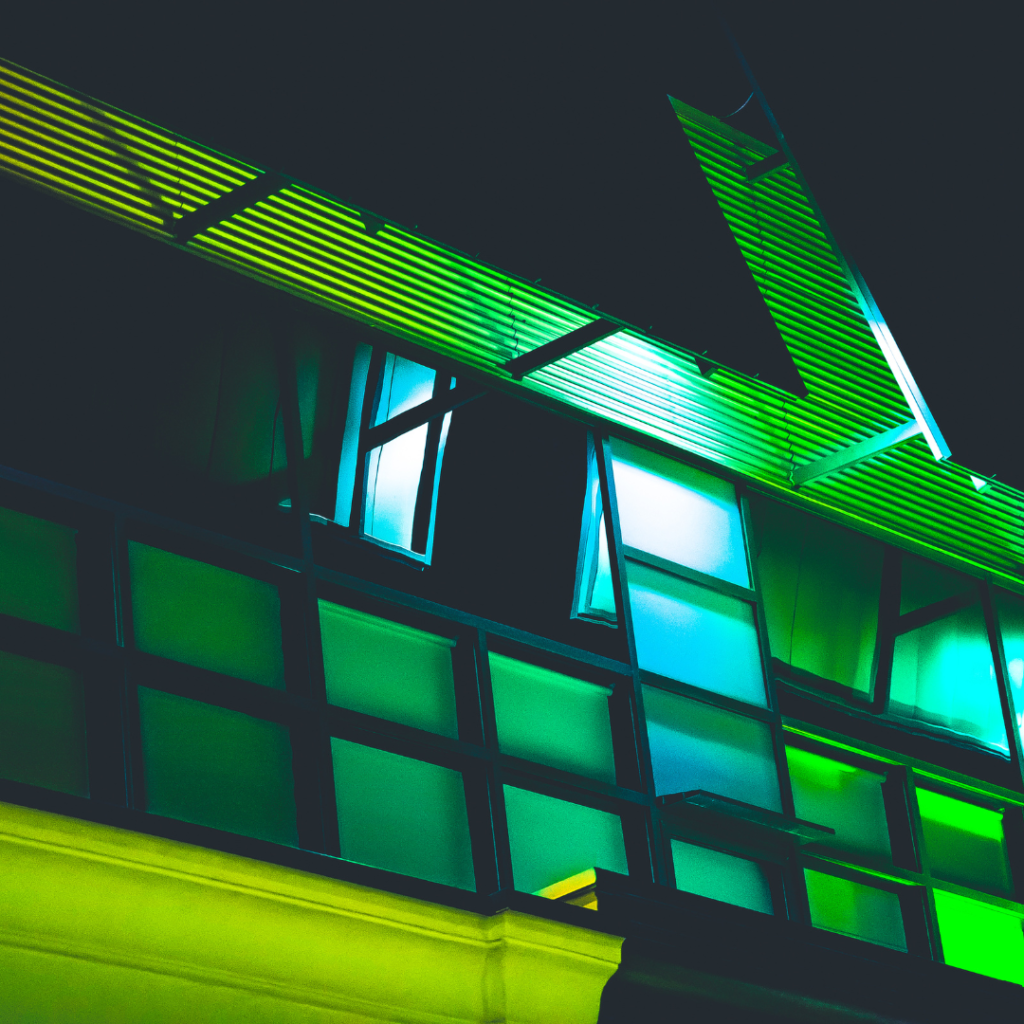 LED lights enhancing the exterior of an office building with bright, energy-efficient illumination, Irving LED Lights
