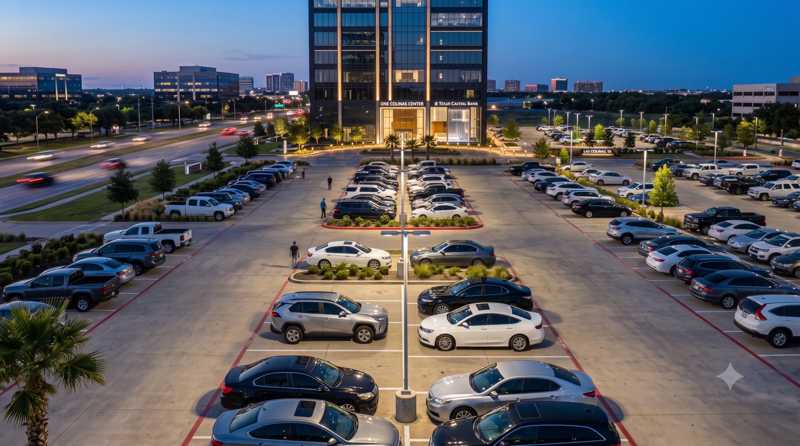 LED parking lot lighting installation for commercial property in Irving Texas